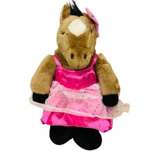 Build-A-Bear Horse Wearing Pink Princess Dress Outfit Costume Plush Animal Toy